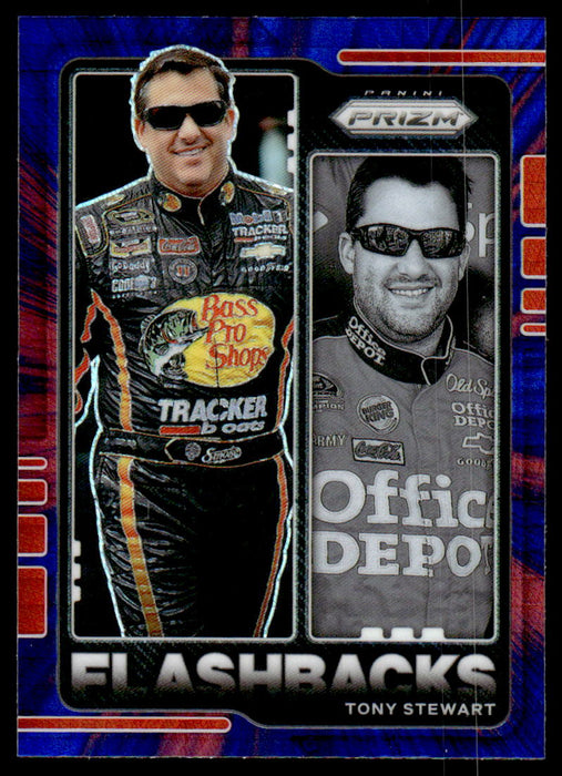 Tony Stewart 2021 Panini Prizm Hyper Red & Blue Flashbacks Front of Card