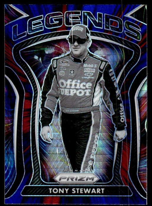 Tony Stewart 2021 Panini Prizm Hyper Red & Blue Legends Front of Card