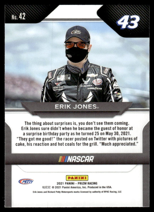 Erik Jones 2021 Panini Prizm Racing Base Back of Card