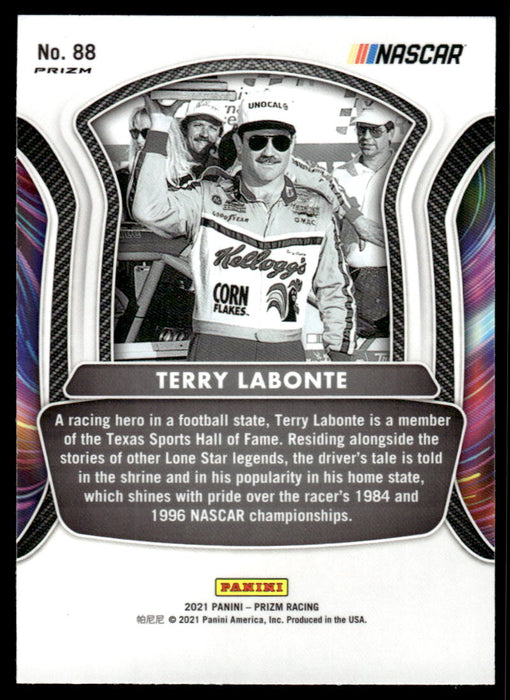 Terry Labonte 2021 Panini Prizm Hyper Red & Blue Legends Back of Card