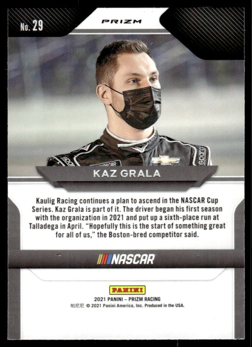 Kaz Grala 2021 Panini Prizm Red Prizm Back of Card