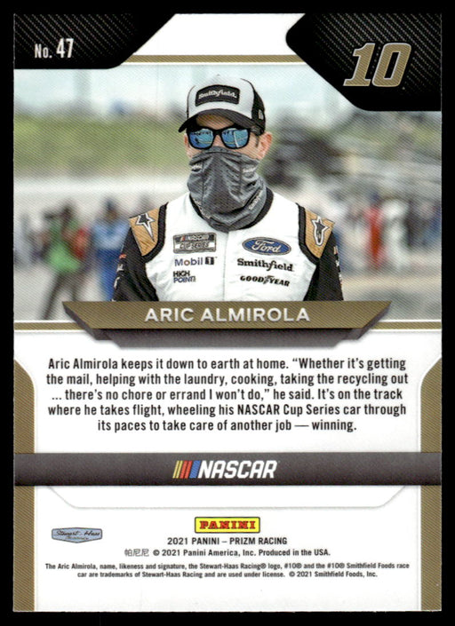 Aric Almirola 2021 Panini Prizm Racing Base Back of Card