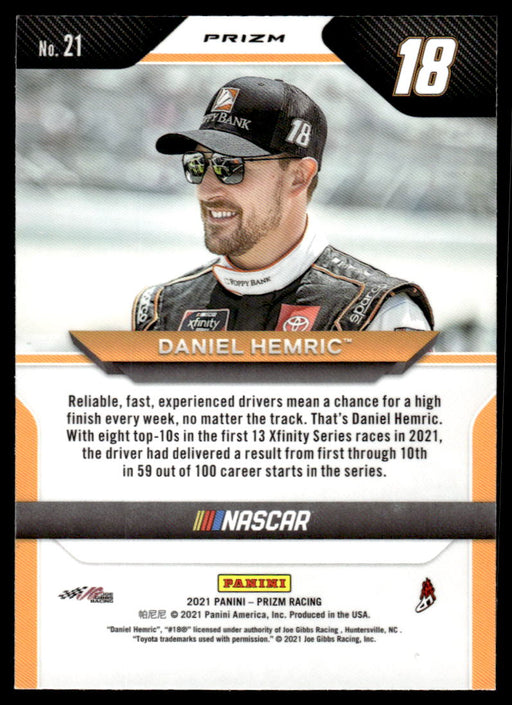 Daniel Hemric 2021 Panini Prizm Reactive Green Prizm Back of Card