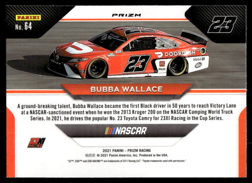 Bubba Wallace 2021 Panini Prizm Reactive Green Prizm Back of Card