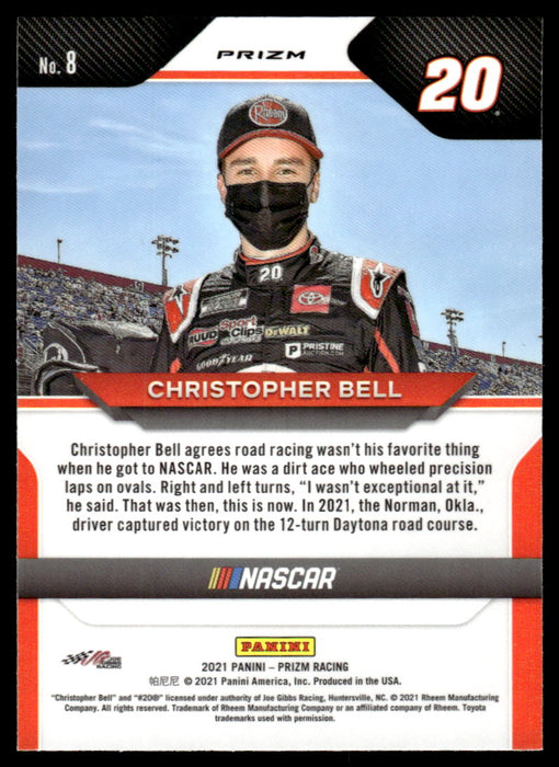 Christopher Bell 2021 Panini Prizm Blue Prizm Back of Card