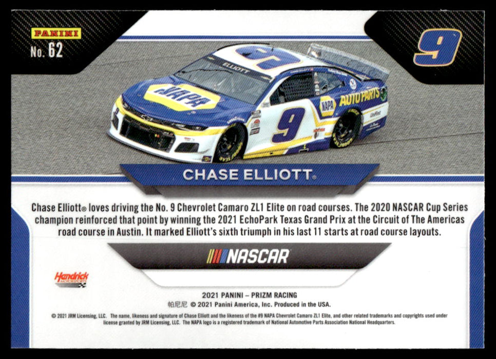 Chase Elliott 2021 Panini Prizm Racing Wheels Back of Card