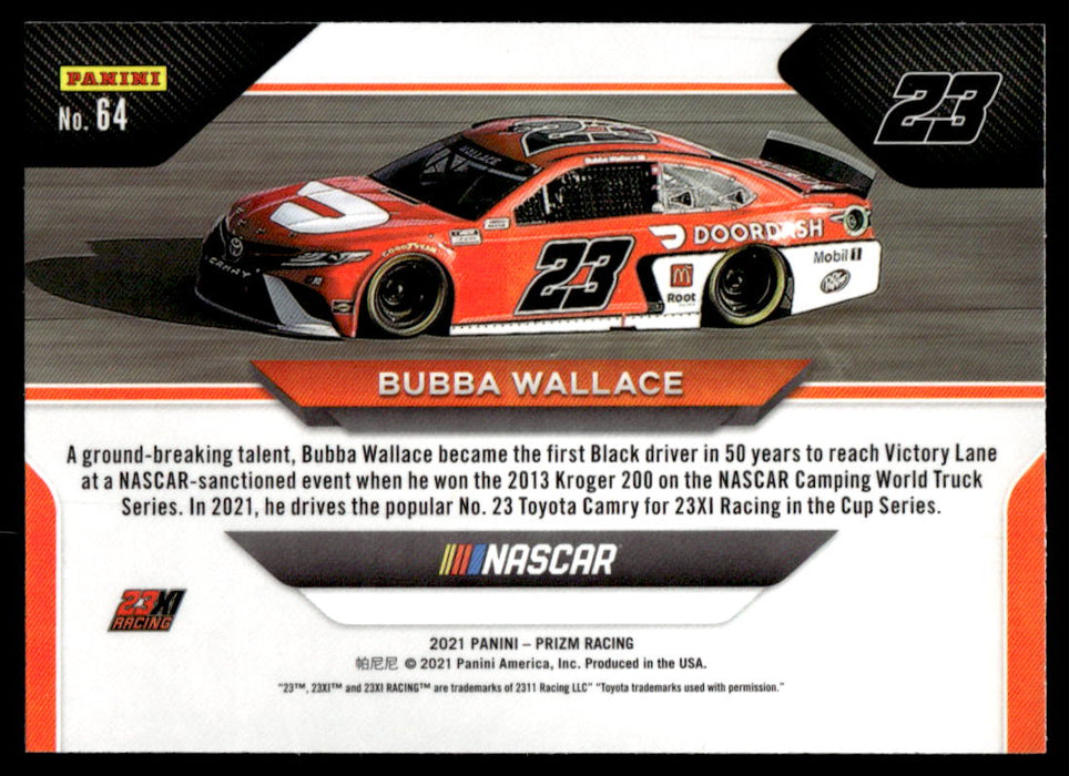 Bubba Wallace 2021 Panini Prizm Racing Wheels Back of Card