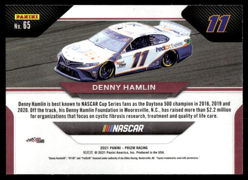 Denny Hamlin 2021 Panini Prizm Racing Wheels Back of Card