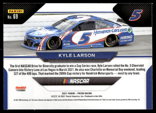 Kyle Larson 2021 Panini Prizm Racing Wheels Back of Card