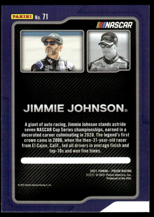 Jimmie Johnson 2021 Panini Prizm Racing Flashbacks Back of Card