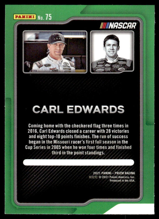 Carl Edwards 2021 Panini Prizm Racing Flashbacks Back of Card