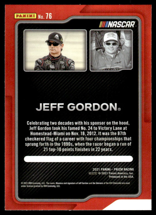 Jeff Gordon 2021 Panini Prizm Racing Flashbacks Back of Card