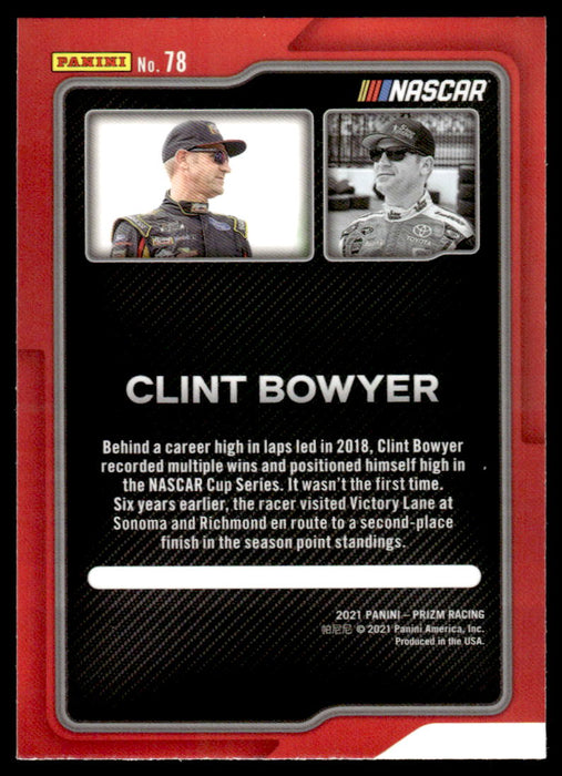 Clint Bowyer 2021 Panini Prizm Racing Flashbacks Back of Card