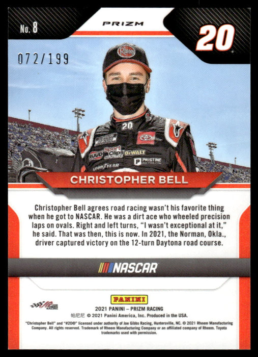 Christopher Bell 2021 Panini Prizm Purple Velocity Back of Card