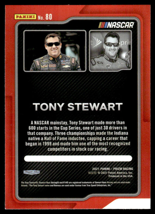 Tony Stewart 2021 Panini Prizm Racing Flashbacks Back of Card