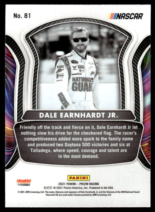 Dale Earnhardt Jr 2021 Panini Prizm Racing Legends Back of Card