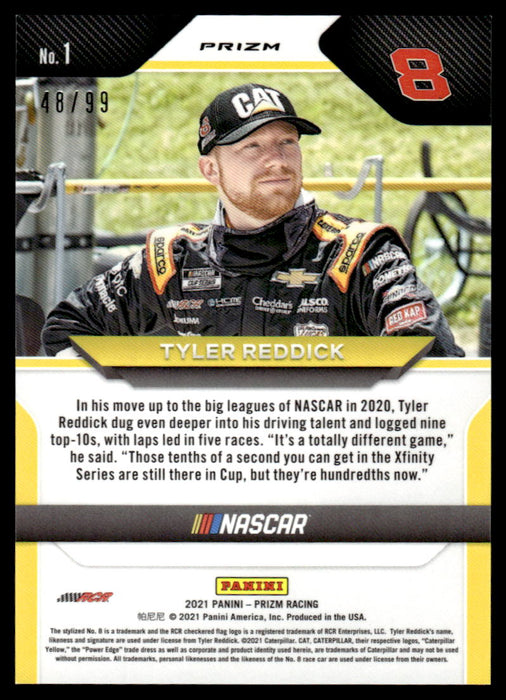 Tyler Reddick 2021 Panini Prizm Carolina Blue Scope Back of Card