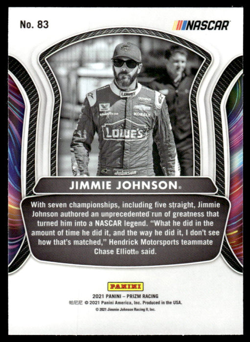 Jimmie Johnson 2021 Panini Prizm Racing Legends Back of Card