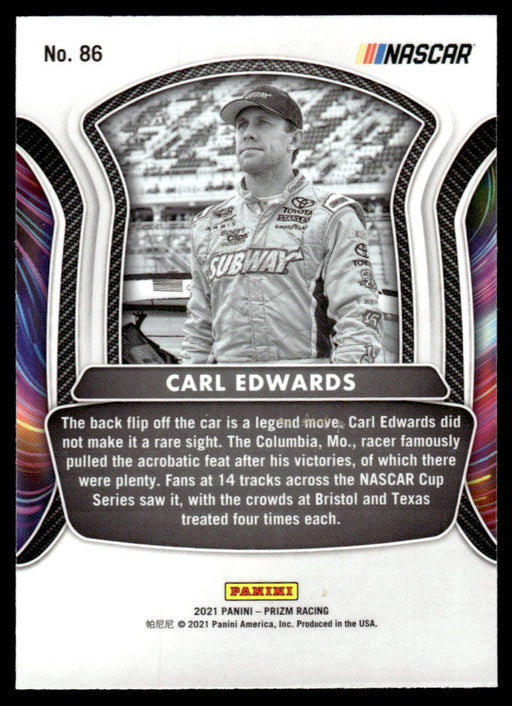 Carl Edwards 2021 Panini Prizm Racing Legends Back of Card