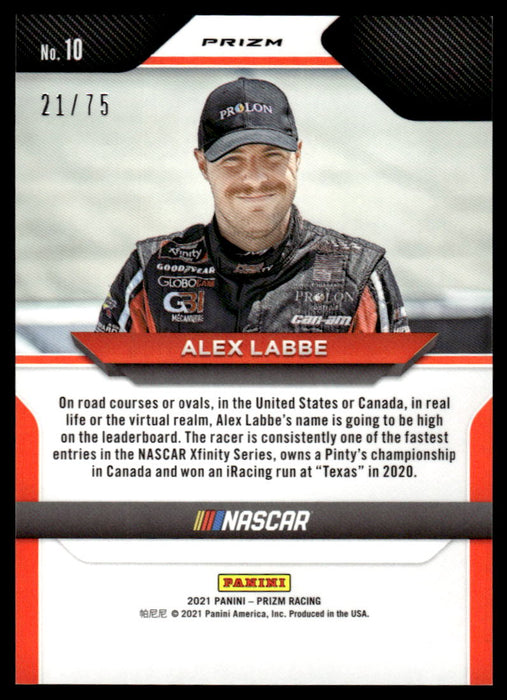 Alex Labbe 2021 Panini Prizm Disco Back of Card