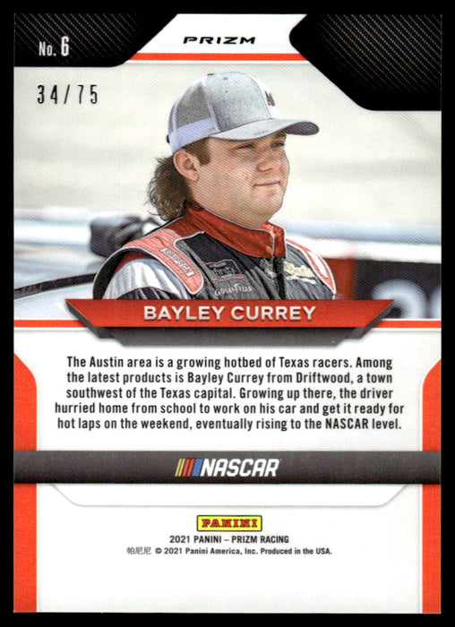 Bayley Currey 2021 Panini Prizm Disco Back of Card
