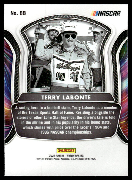 Terry Labonte 2021 Panini Prizm Racing Legends Back of Card