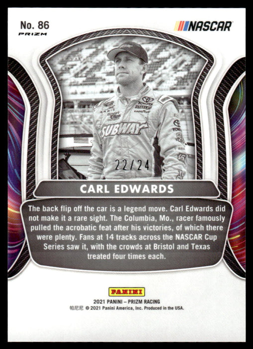 Carl Edwards 2021 Panini Prizm Rainbow Back of Card