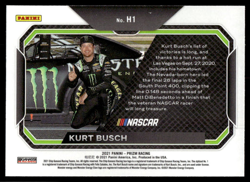 Kurt Busch 2021 Panini Prizm Racing Heros Back of Card