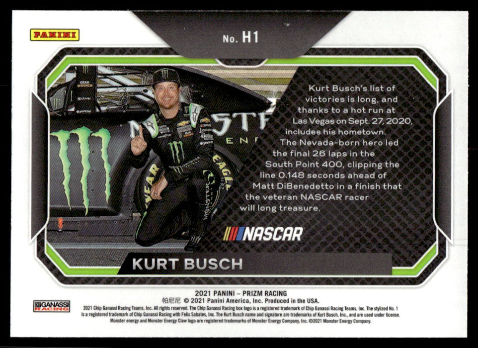 Kurt Busch 2021 Panini Prizm Racing Heros Back of Card