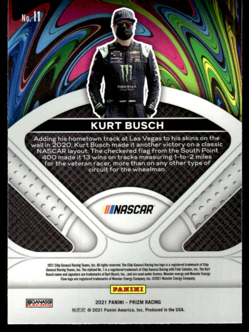 Kurt Busch 2021 Panini Prizm Racing Illumination Back of Card