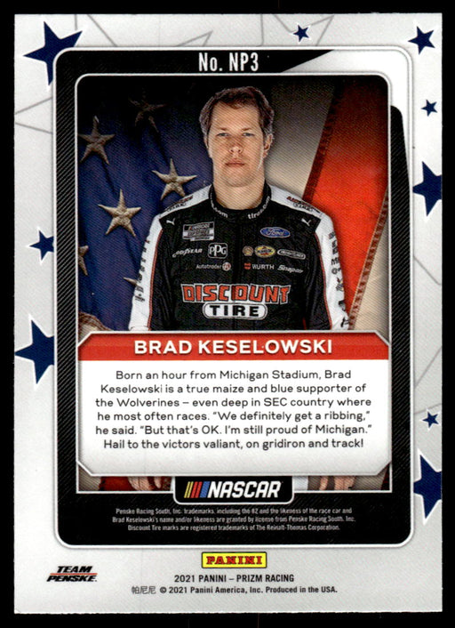 Brad Keselowski 2021 Panini Prizm Racing National Pride Back of Card