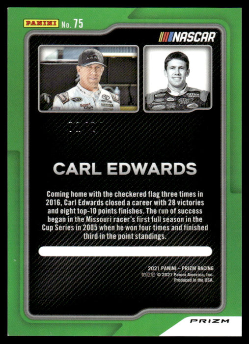 Carl Edwards 2021 Panini Prizm Rainbow Back of Card