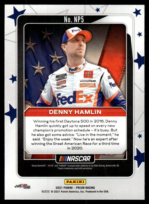 Denny Hamlin 2021 Panini Prizm Racing National Pride Back of Card