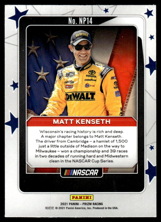 Matt Kenseth 2021 Panini Prizm Racing National Pride Back of Card