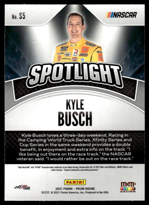 Kyle Busch 2021 Panini Prizm Racing Spotlight Back of Card