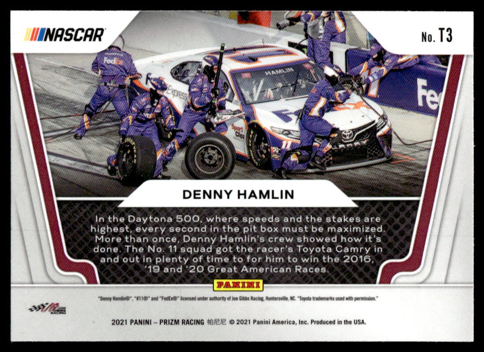 Denny Hamlin 2021 Panini Prizm Racing Teamwork Back of Card