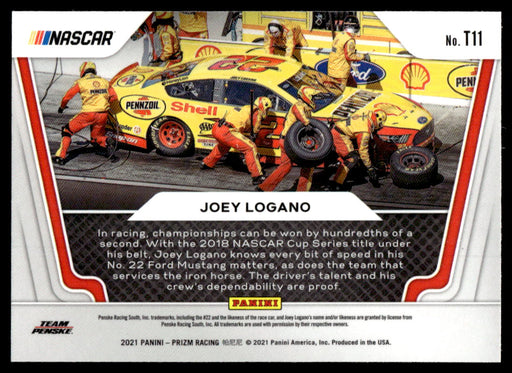 Joey Logano 2021 Panini Prizm Racing Teamwork Back of Card