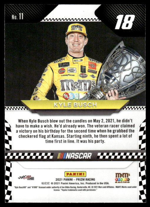 Kyle Busch 2021 Panini Prizm Racing Variation Back of Card