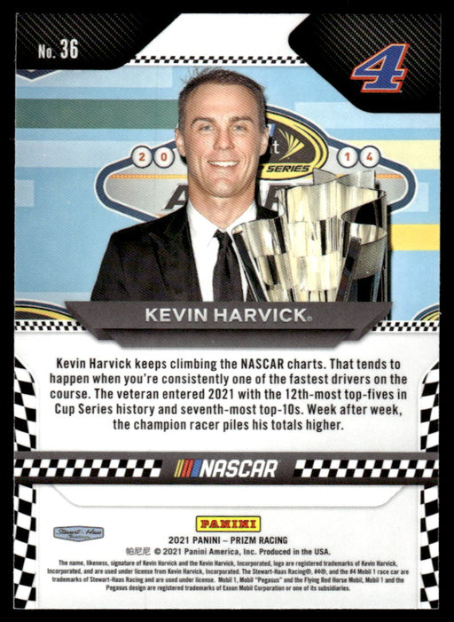 Kevin Harvick 2021 Panini Prizm Racing Variation Back of Card