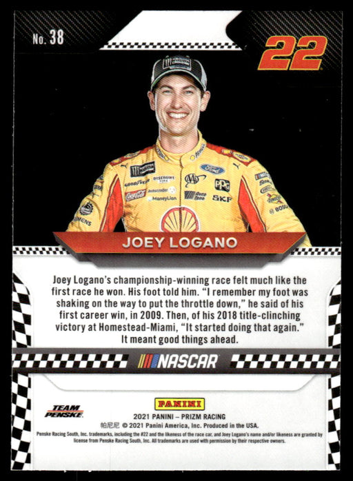 Joey Logano 2021 Panini Prizm Racing Variation Back of Card