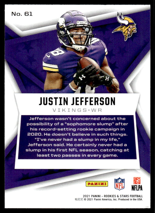 Justin Jefferson 2021 Panini Rookies & Stars Purple Back of Card