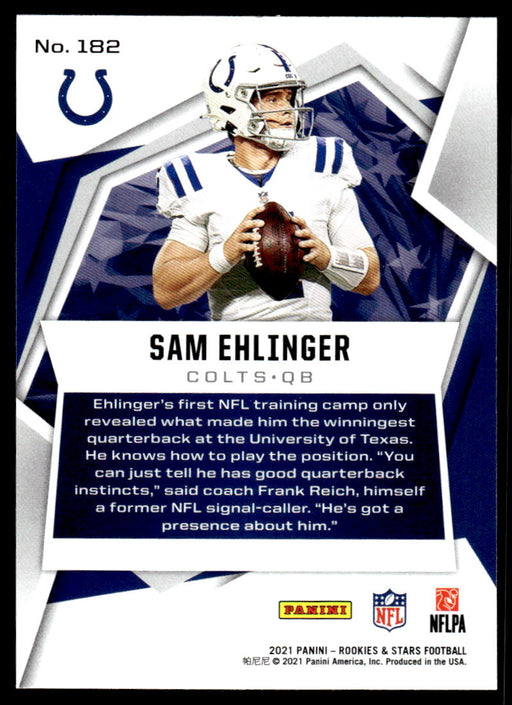 Sam Ehlinger 2021 Panini Rookies & Stars Purple Back of Card