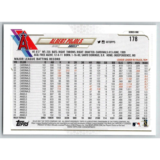 2021 Topps Baseball Complete Set Albert Pujols Los Angeles Angels #178 - Collectible Craze America