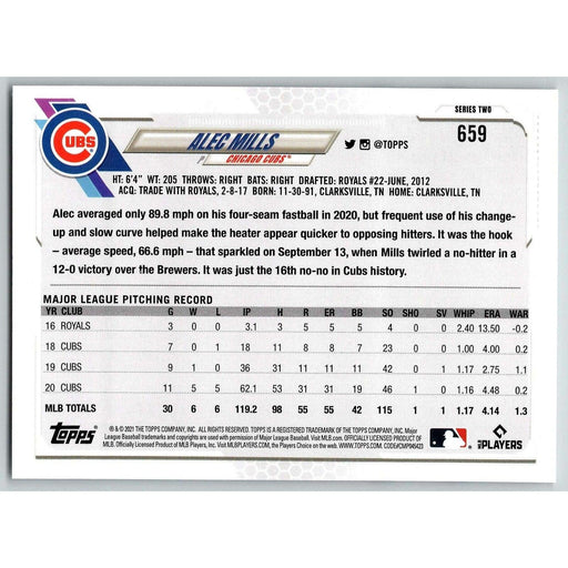 2021 Topps Baseball Complete Set Alec Mills Chicago Cubs #659 - Collectible Craze America