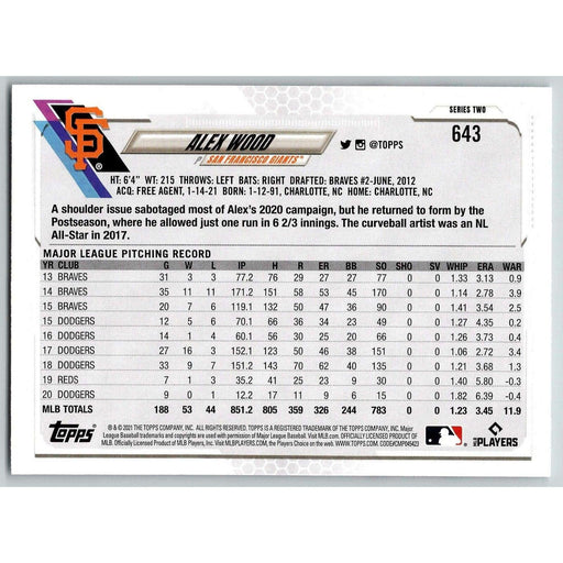 2021 Topps Baseball Complete Set Alex Wood San Francisco Giants #643 - Collectible Craze America