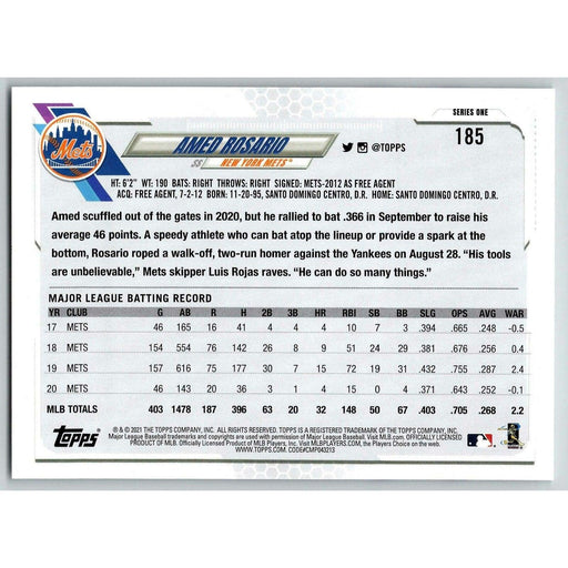 2021 Topps Baseball Complete Set Amed Rosario New York Mets #185 - Collectible Craze America