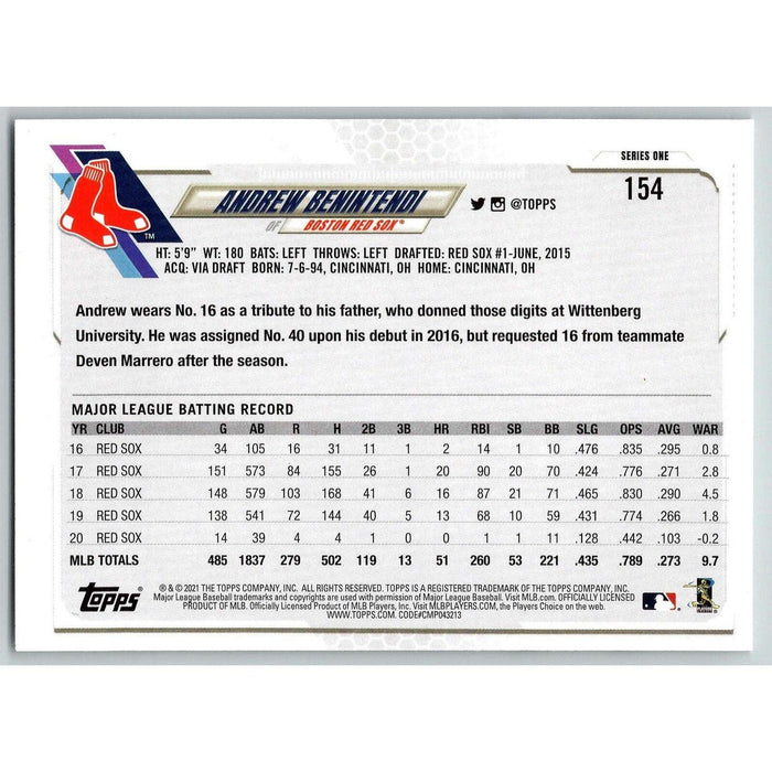 2021 Topps Baseball Complete Set Andrew Benintendi Boston Red Sox #154 - Collectible Craze America