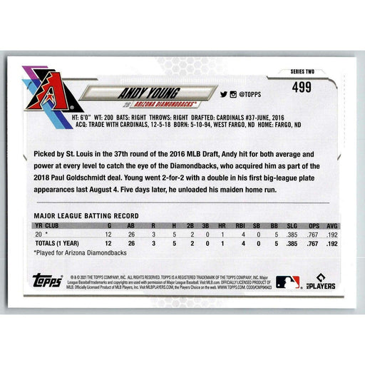 2021 Topps Baseball Complete Set Andy Young RC #499 Tampa Bay Rays - Collectible Craze America