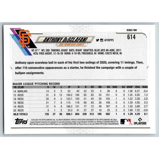 2021 Topps Baseball Complete Set Anthony DeSclafani San Francisco Giants #614 - Collectible Craze America