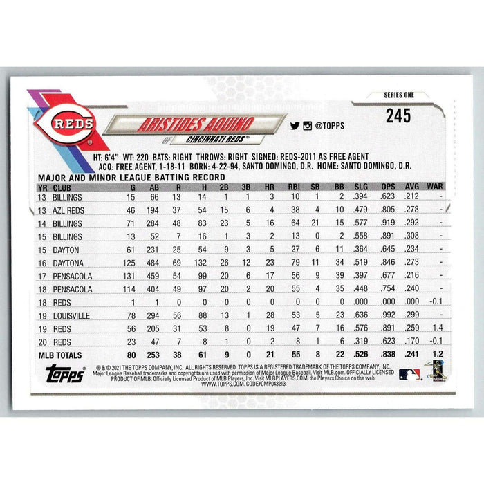 2021 Topps Baseball Complete Set Aristides Aquino Cincinnati Reds #245 - Collectible Craze America